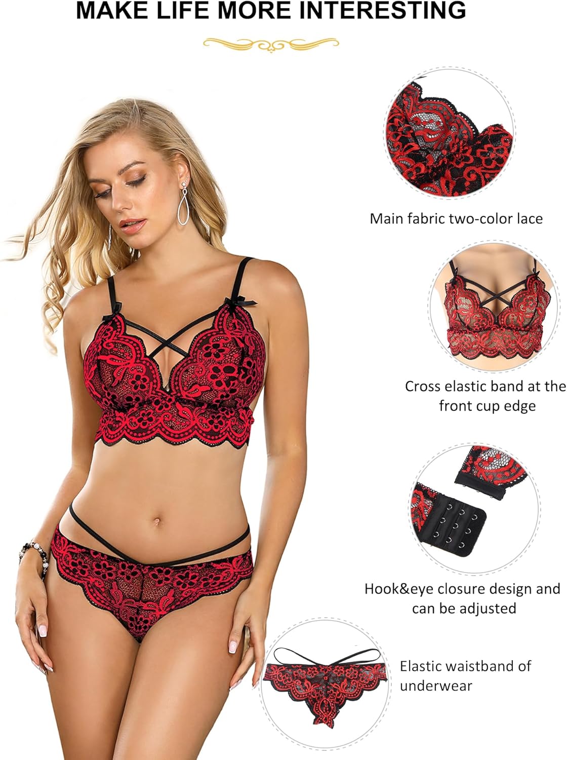 Fancy Net Type Bra Panty Set - Maroon
