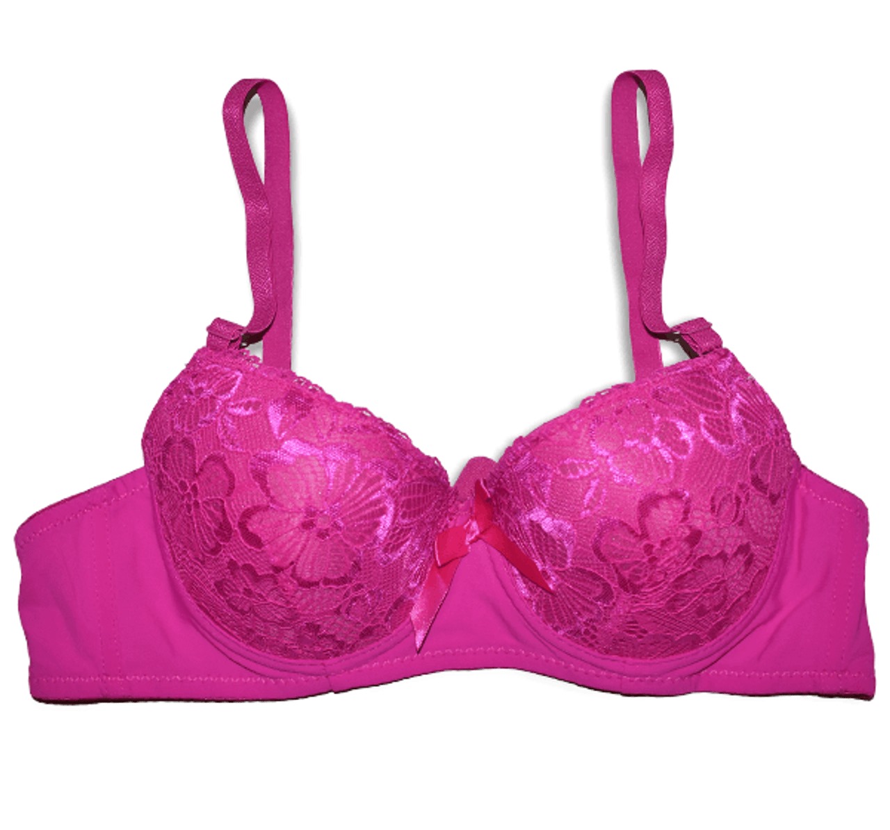 Front Cup Flower Fabric Style Padded Bra - Purple
